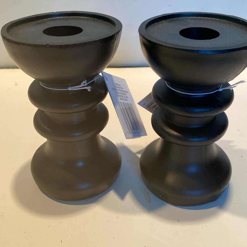 NWT Set of 2 Luminessence black Taper Holders